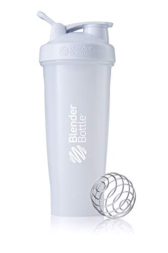 BlenderBottle Classic Loop Shaker mit BlenderBall, optimal geeignet als Eiweiß Shaker, Protein Shaker, Wasserflasche, Trinkflasche, BPA frei, skaliert bis 800 ml, 940 ml, weiß