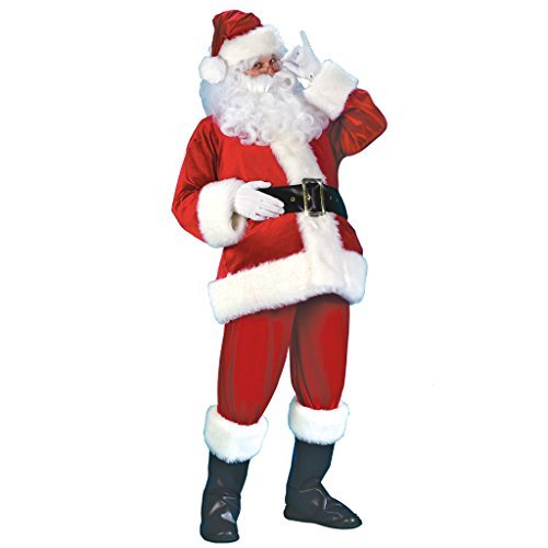 EraSpooky 7 teilig Erwachsene Deluxe Edles Weihnachtsmann Vater Weihnachten Kostüm Outfit