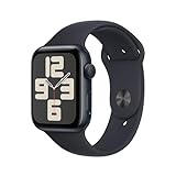 Apple Watch SE (2. Generation, 2023) (GPS, 44 mm) Smartwatch mit Aluminiumgehäuse und Sportarmband (S/M) in Mitternacht. Fitness- und Schlaftracker, Unfallerkennung, Herzfrequenzmesser, Retina Display