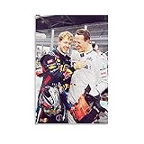 AIPHE Foto Auf Leinwand Sebastian Vettel F1 Racer Smile Sport Decor Ästhetik für Schlafzimmer Home Wohnzimmer 30x50cm Kein Rahmen