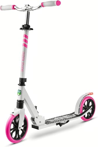 SereneLife Foldable Kick Scooter - Stand Kick Scooter for Teens and Adults with Rubber Grip at Tip, Alloy Deck, Adjustable T-Bar Handlebar Height, Smooth Gliding Wheels, Easy Maneuvering