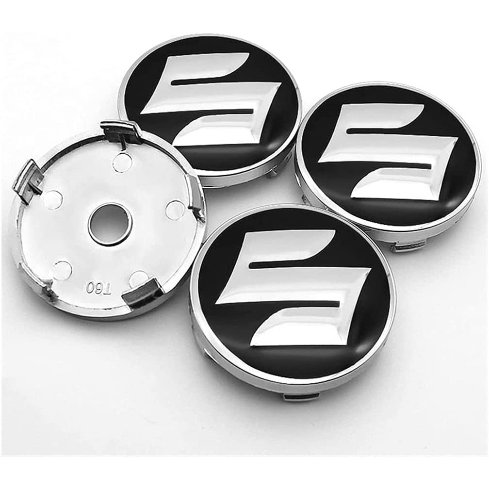 RYSH 4Pcs 60mm Auto Radnabenkappen, für Suzuki Grand Vitara SX4 Swift Jimny Wasserdicht Staubdicht Mit Logo Aufkleber Hub Centre Caps, Car Styling Zubehör