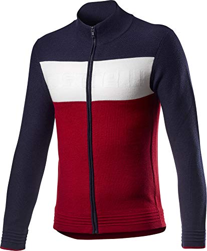 castelli Herren Armando Sweater Jacke, Savile Blue/Red/Off White, L