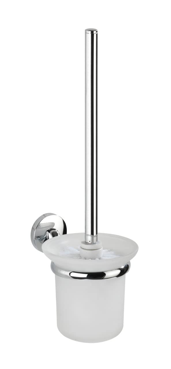 WENKO WC-Garnitur Cuba Glänzend - WC-Bürstenhalter, Zinkdruckguss, 11.5 x 35 x 15 cm, Chrom