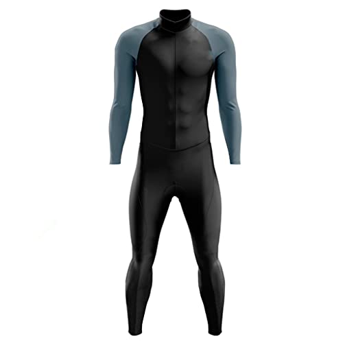 Herren Jersey Triathlon Set Triathlon Skinsuit Langarm Langarm Hülse Hosen Einteiler Geschwindigkeitsanzug Pro Team Uniform MTB. Passen GEL Pad (Color : C, Size : Medium)