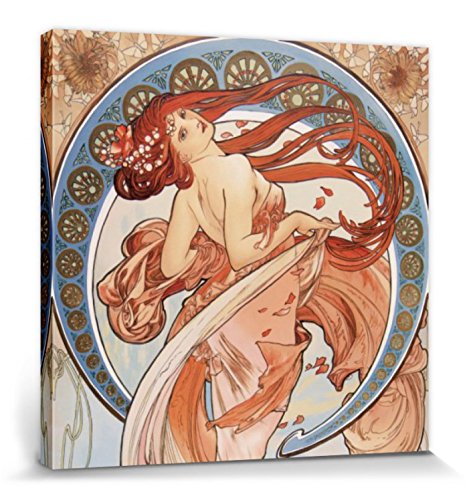 1art1 Alphonse Mucha - Der Tanz, 1898 Poster Leinwandbild Auf Keilrahmen 70 x 70 cm