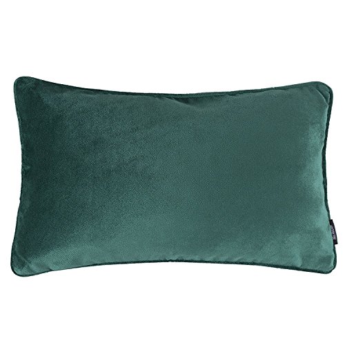 McAlister Textiles Matter Samt | Gefülltes Kissen für Sofa, Couch in Smaragd Grün | 50 x 30cm | griffester Samt edel paspeliert | erhältlich in 25 Farben | pralles Samtkissen