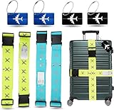 12er Kofferband & 12er Kofferanhänger Set farbig - als Adressanhänger für Koffer & Gepäck - Koffergurte zum Reisen & Fliegen (3)