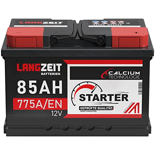LANGZEIT Autobatterie 85Ah 12V 775A/EN Starterbatterie Batterie ersetzt 80Ah 72Ah 74Ah 75Ah 77Ah