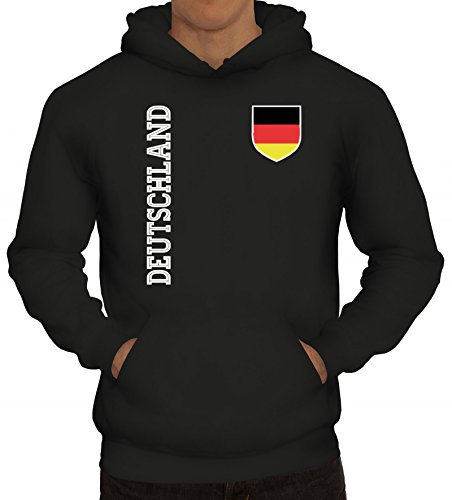 Germany Fußball WM Fanshirt Gruppen Herren Hoodie Männer Kapuzenpullover Fan Trikot Deutschland, Größe: 3XL,Schwarz