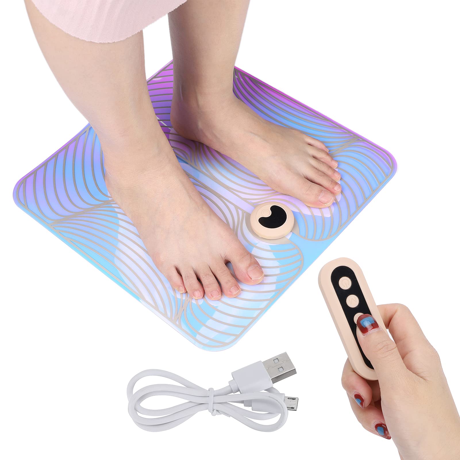 Bunte EMS Fußmassagematte, Fußentspannungskissen mit Fernbedienung, Niederfrequenz-Pulsschmerzlinderung USB-Fußmassagekissen