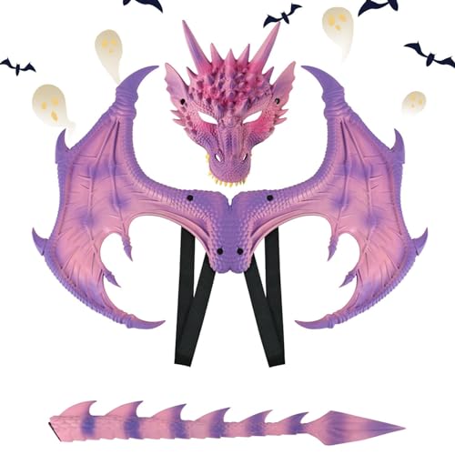 NEFLUM Drachenflügel Kinder | 3-teiliges Drachenkostüm für Kinder, verstellbar | Bequeme Halloween-Kostüme, bezauberndes Geburtstagsgeschenk für Kinder, Jungen, Mädchen