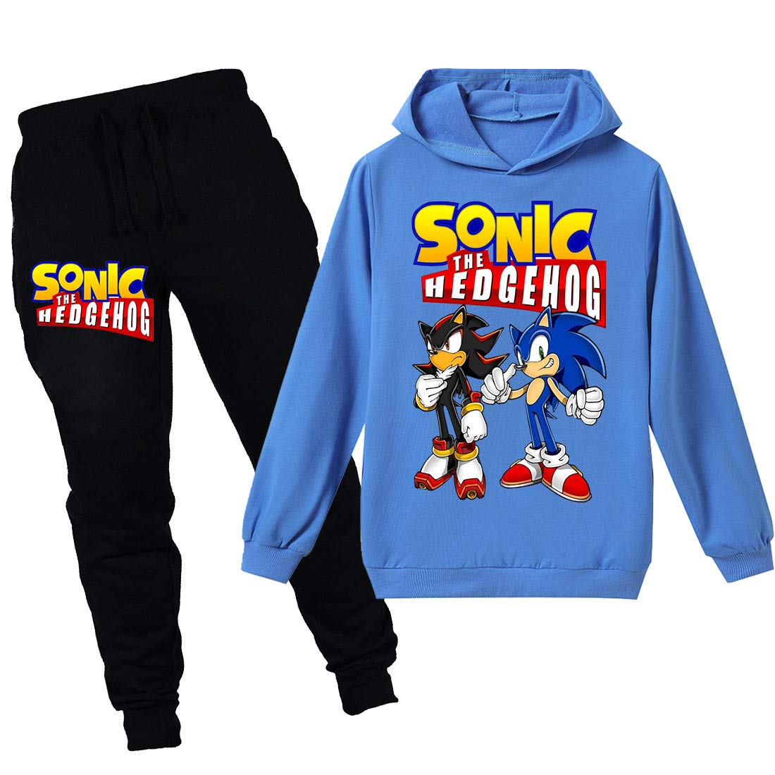 Sonic Hoodie und Hose Sportbekleidung Jungen Trainingsanzug Mädchen Niedlich Cartoon Prints The Hedgehog Kostüm Pullover, blau (1), 110