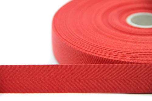 NTS Nähtechnik 50m Rolle Köperband, 25mm breites Nahtband aus 80% Baumwolle (rot, 25)