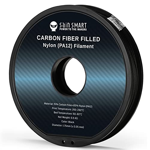 SainSmart ePA12-CF Carbon Faser Nylon Filament 1,75 mm, 0,5 kg, Maßgenauigkeit +/- 0,05 mm, Schwarz