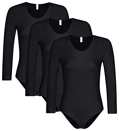 R-Dessous 1-3 Stück Damen Langarm Body Nahtlose Mikrofaser für Sport & Freizeit Groesse: L/XL