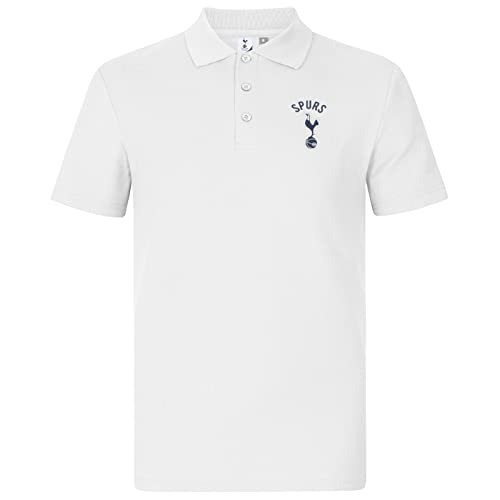 Tottenham Hotspur FC - Herren Polo-Shirt mit einem Vereinswappen - Offizielles Merchandise - Geschenk - Weiß - EIN Wappen - L