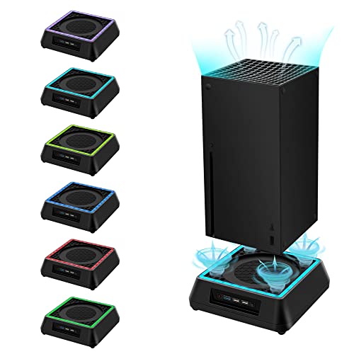 Mcbazel Xbox Serie X Lüfter Led Stand mit RGB-Licht/ Einstellbare Kühlfunktion/ LED-Anzeige / USB 3.0 /USB 2.0 Ports für xbox series x