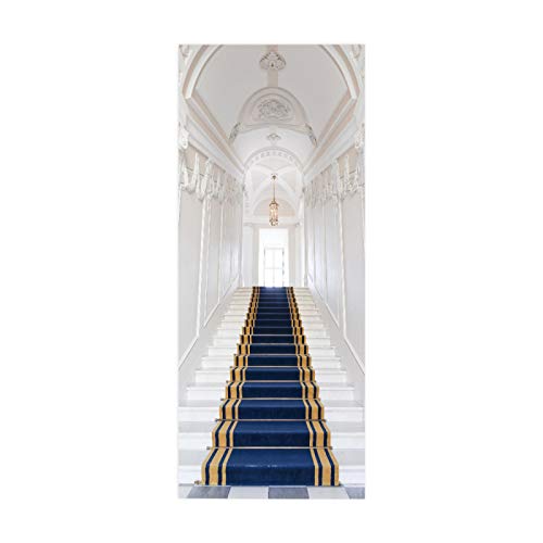 tzxdbh selbstklebend treppe Weiß Palast blauer Teppich 100CMx18CMx13pieces(39.3"w x 7"h x 13pieces) 3D-Treppen-Aufkleber, für Treppenhäuser, dekorativ, abnehmbar, wasserfest