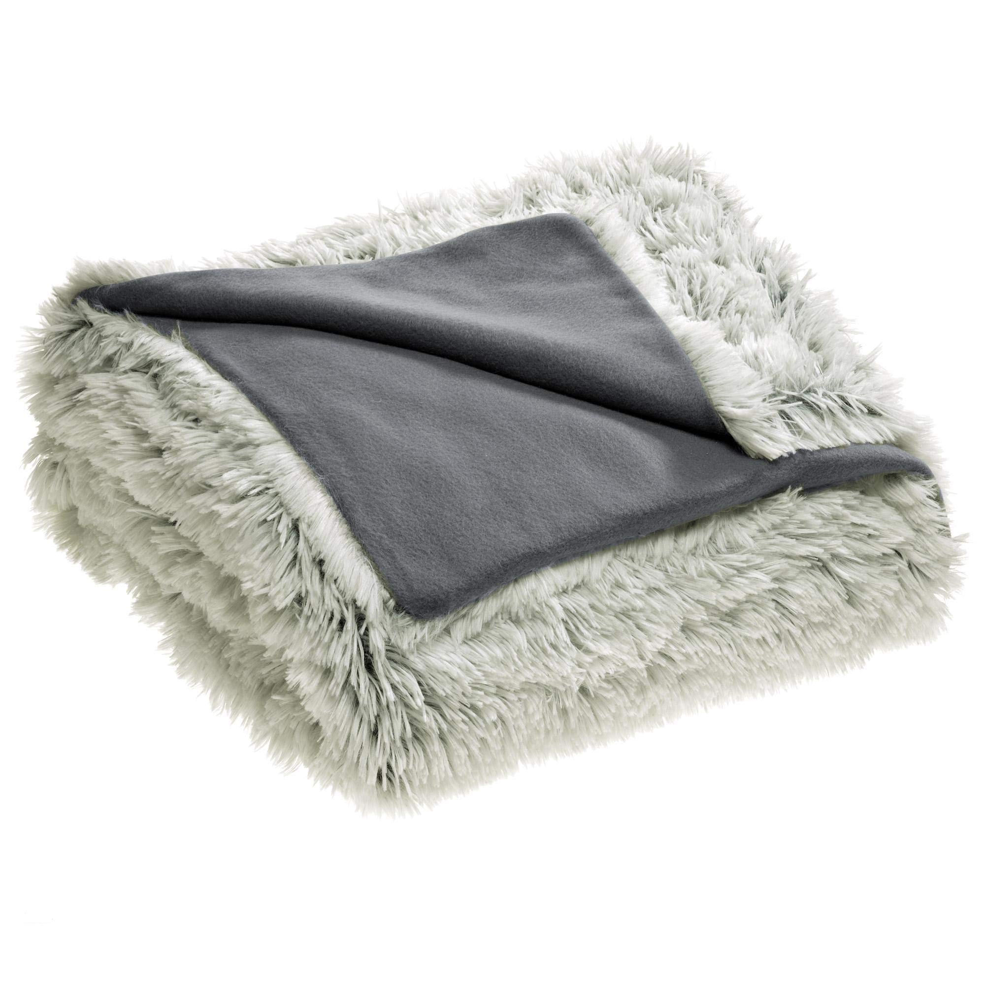 CelinaTex Shetland Bettwäsche 200 x 200 cm 3-teilig Creme grau Polar-Fleece Bettbezug Flokati Optik Bett Garnitur