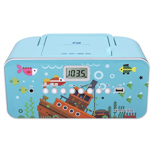 Muse M-29KP CD-Radio für Kinder mit Mikrofon und Sing-A-Long Karaoke Funktion (CD / MP3, USB, AUX-In, LCD-Display, Teleskopantenne), Pink mit Eulenmotiven