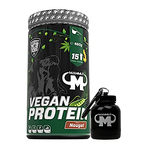 460 g Vegan Protein Shake - Pflanzliches Mehrkomponenten Proteinpulver von Mammut - Set (Nougat, Powderbank)