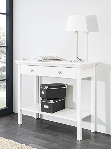 Eternity-Möbel Konsolentisch Konsole Kommode Schreibtisch Sekretär LANDWOOD in Weiß 90 x 75 x 35 cm Landhausstil