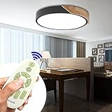 BRIFO 60W LED Deckenleuchte Holz Deckenlampe Dimmbar Round,Deckenlampe für Flur,Wohnzimmer, Küche,Büro, Energie Sparen Licht (Schwarz-Round 60w)