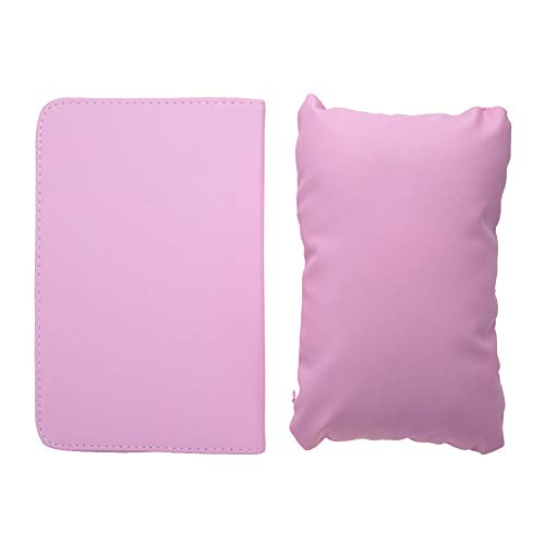 Nail Art Handkissen - Abnehmbares waschbares Handauflagekissen aus weichem PU-Leder + klappbare Maniküre-Tischmatte 3 Farben(Rosa)
