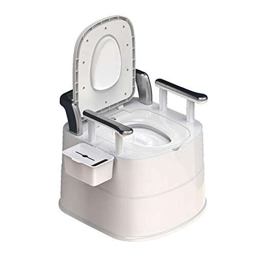 JTYX Tragbare Toilette mit Armlehnen Aufbewahrungsbox Haushaltstoilette für ältere Menschen Multifunktionale bewegliche Toilette für Erwachsene Kinder Schwangere