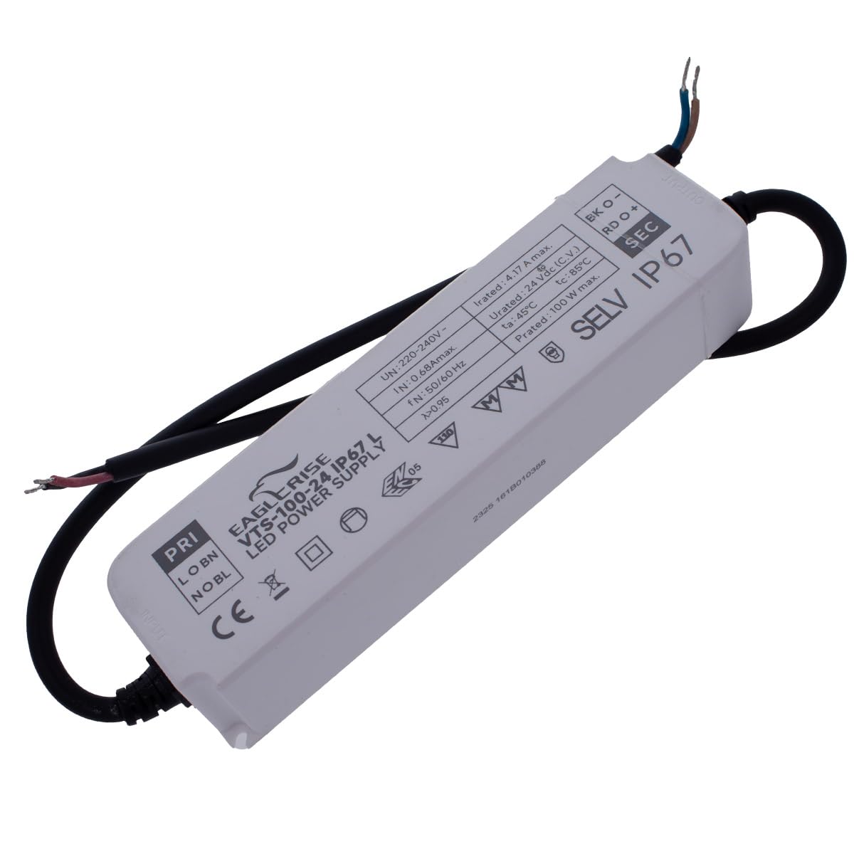 LED-Netzteil, 24 V, ENEC zertifiziert, perfekter und zuverlässiger Trafo für LED-Streifen, wasserdicht IP67 (Output: 100 W, 24 V, 4,17 A)