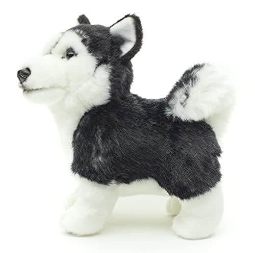 Uni-Toys - Husky Welpe schwarz, stehend (ohne Leine) - 21 cm (Länge) - Plüsch-Hund - Plüschtier, Kuscheltier