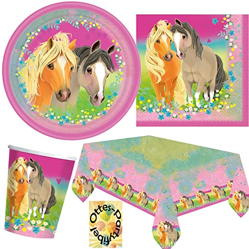 HHO Pretty-Pony-Horses-Pferde-Party-Set 37tlg. - für 8 Pferdefreunde Teller Becher Servietten Tischdecke