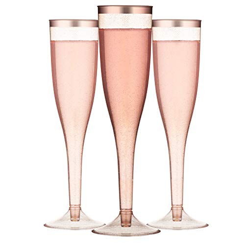 Hengu 30 Stück Sektgläser, 160ml Wiederverwendbar & Recyclebar Champagnergläser für Cocktail, Wein - Rose Gold