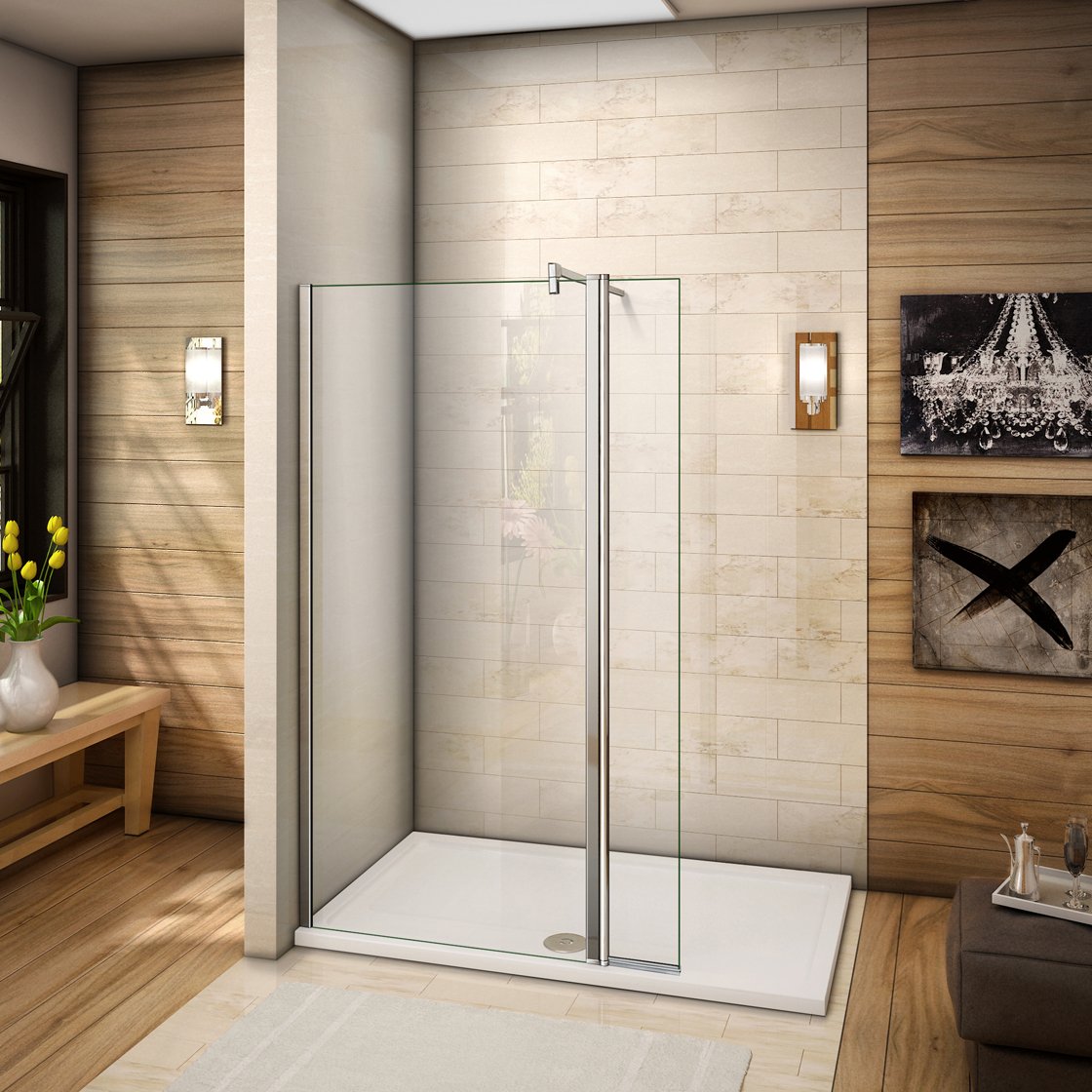 80x200cm Walkin Duschabtrennung 8mm Nano-glas Duschwand Dusche mit 30er Seitenwand