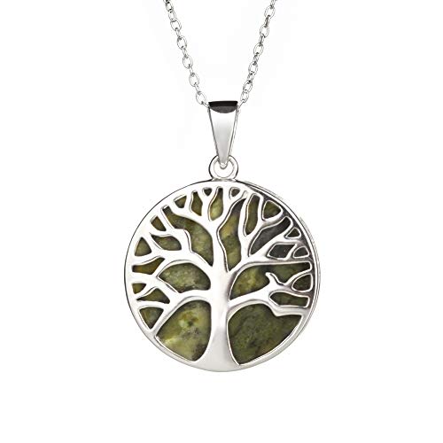 Irische Lebensbaum Kette & Anhänger aus Sterling Silber & Connemara Marmor