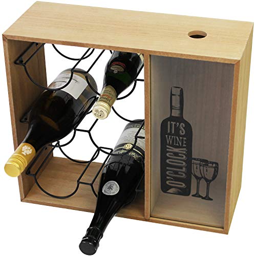 Excellent Houseware Weinregal 'Its Wine O Clock' mit Flaschenhalter und Korkensammler MDF 40x15xH34cm Weinzubehör