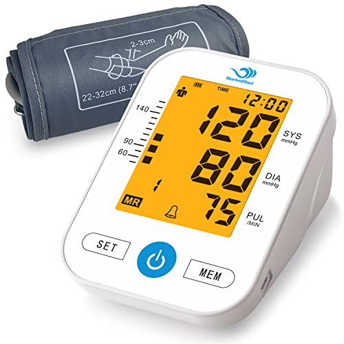 BerkeMed Smart Oberarm-Blutdruckmessgerät-Manschette (22-32 cm) misst genau Blutdruck und Puls, kann Arrhythmie anzeigen, zweisprachige Übertragung in Englisch und Deutsch