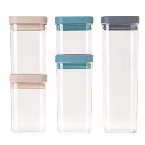 Vigar Homey Lebensmittelbehälter mit luftdichtem Deckel, 5-teiliges Set, BPA-freier Kunststoff