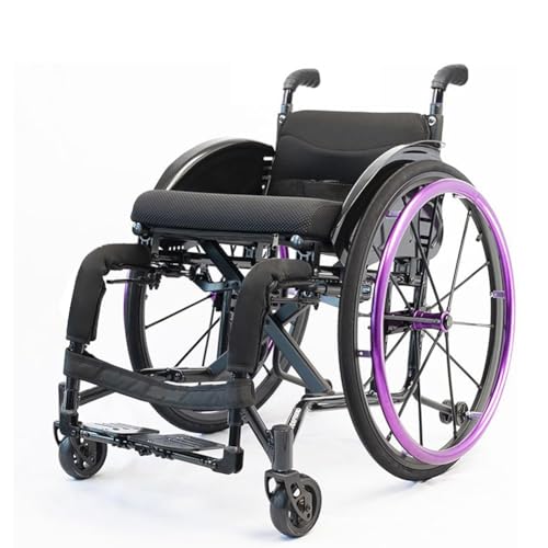 KK-GGL Klappersportrollstuhl Für Erwachsene, Leichter Rollstuhl, Selbstfahrer Manueller Transit-Reise-Rollstuhl, Tragbarer Rollstuhl Für Behinderten Athleten, 100 Kg Kapazität,Lila