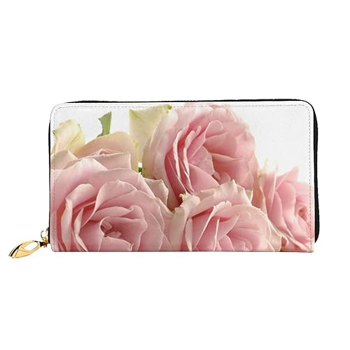 TRESILA Geldbörse Frauen Lange Leder Reißverschluss Geldbörse Telefon Kartenhalter Caseclutch Geldbörse Münze Organizer Brieftasche - Ocean Beach Sands, Rosa Rosen, Einheitsgröße