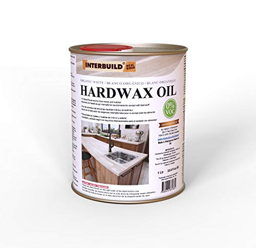 INTERBUILD REAL WOOD Holzwachsöl, Inhalt: 1 Liter, Bio-Weiß, 0% VOC, Natur, Für Küchenarbeitsplatte, Terrassenfliesen, Gartenmöbelschutz
