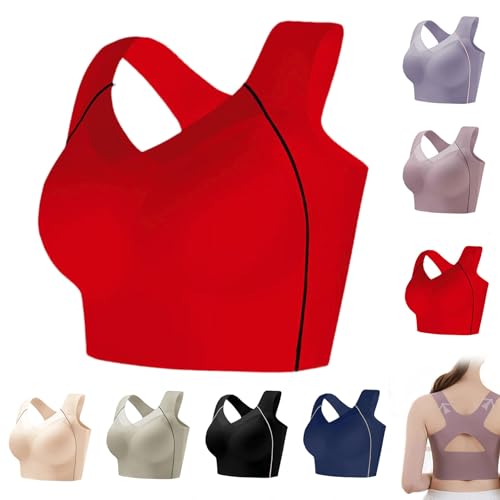 OSEVIO Libiyi Bra, Libiyi Posture Correction Bra, Dotmalls Bras for Older Women, Plus Size Dotmalls Full Cup Pads Bras (3XL,Red)