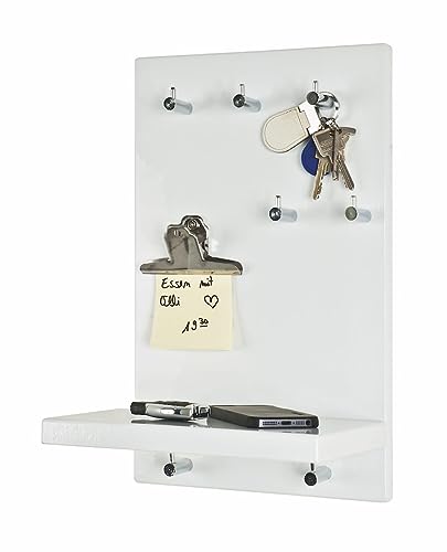 Haku Möbel Schlüsselboard - Schlüsselbrett aus Holz in Hochglanz weiß, Höhe 40 cm