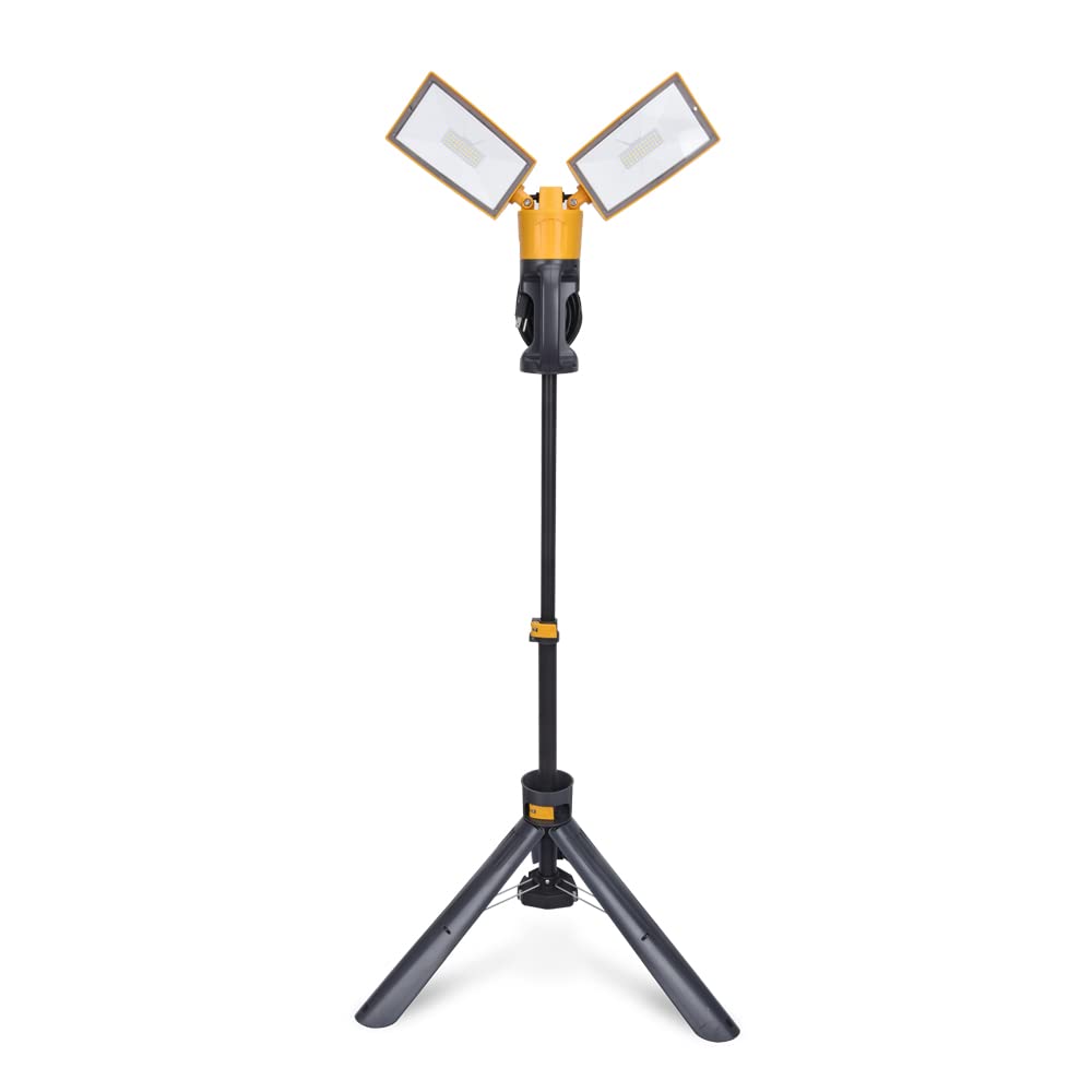 LUTEC LED Baustrahler 4000LM LED Arbeitslicht mit Teleskopstativ, LED Worklight mit ständerdrehenden wasserdichten Lampen und 8-Fuß-Kabel mit 2-poligem geerdetem Stecker