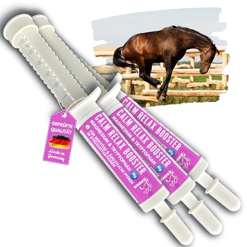 EMMA® Calm Magnesium Vitamin B12 Booster fürs Pferd I Mineralfutter Pferde I Paste Nerven, bei Stress I L Tryptophan I Beruhigung Pferd 3 * 30 ml