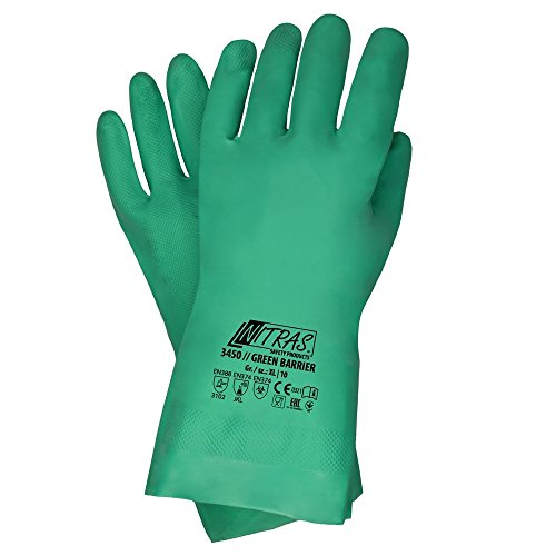 Chemieschutz Handschuhe Nitril grün EN374-3 Größe 9 - 12 Paar