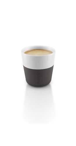 EVA SOLO | 2 Espresso Becher | 80 ml | Gut zu halten durch Silikonbeschichtung | Spülmaschinenfest | Carbon Schwarz