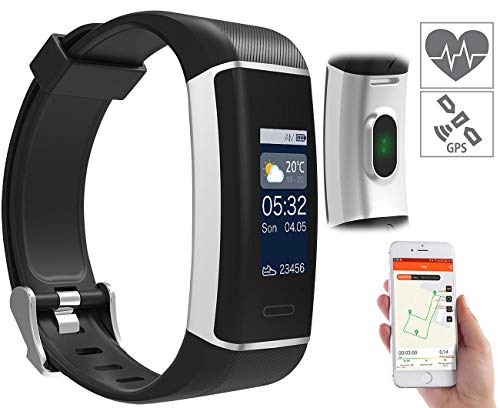 newgen medicals Fitnessarmband GPS: Fitness-GPS-Armband mit XL-Farb-Display & App für 6 Sportarten, IP67 (Armbanduhren)