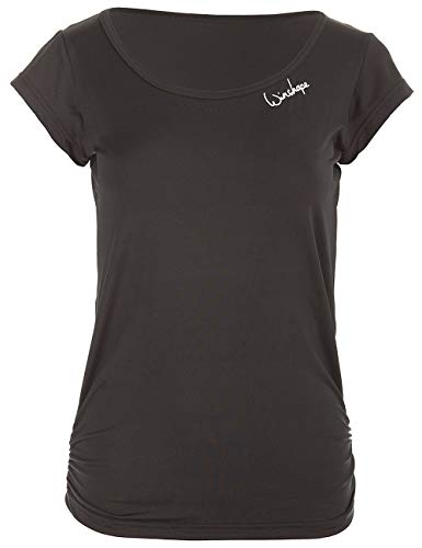 WINSHAPE Damen Super leichtes Functional Kurzarmshirt AET106, Slim Style Fitness Yoga Pilates Tanktop, schwarz, M